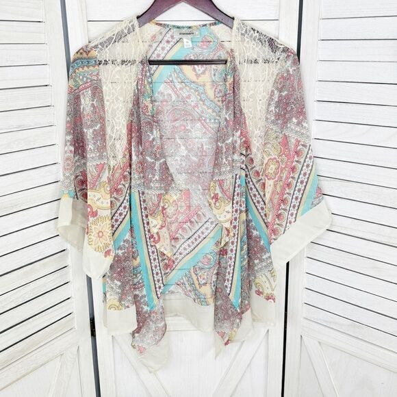 Dress Barn Paisley Boho Sheer Kimono Cardigan Topper XL Sheer Chiffon Lace - Picture 7 of 12
